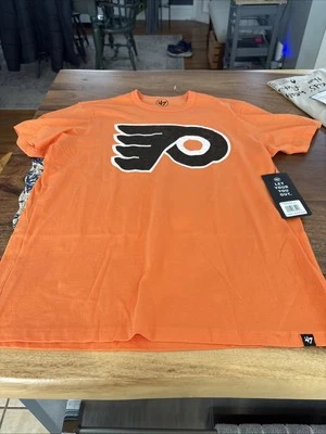 MENS NHL 47 BRAND PHILADELPHIA FLYERS SHORT SLEEVE SHIRT M MEDIUM ORANGE NWT - Image 1 of 4