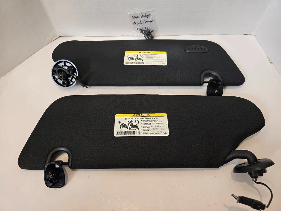 2008-16 Dodge Grand Caravan Chrysler Town Country Sun Visors Homelink Black A179 - Image 1 of 4