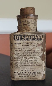SELTENE antike Flasche mit Etikett intakt Dyspepsyn Hazen Morse Toronto Kanada - Bild 1 von 2