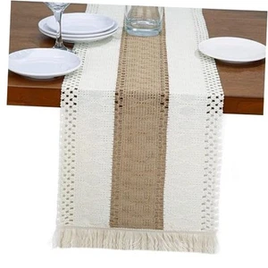 Boho Table Runner for Farmhouse Rustic 95 Inches Long Coffee Table Runners - Picture 1 of 7