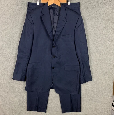 J. Press Parker 2 Piece Suit 43L Navy Marzotto Super 100s Wool Pants 36 x 31 - Image 1 of 4
