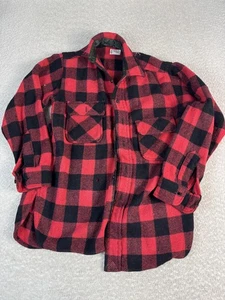 Vintage Towncraft Penneys Jacket Mens Medium Red Black Wool Buffalo Plaid 60s - Picture 1 of 7