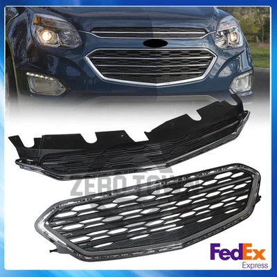 For 2016 2017 Chevrolet Equinox Front Upper & Lower Grille Grill Chrome Black — 第 1/4 张图片