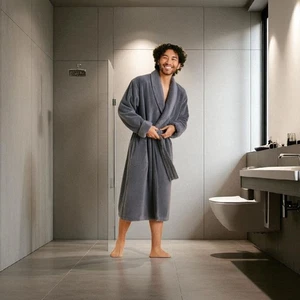 Brooklinen Unisex Super Plush Turkish Cotton Robe Sz XL Graphite Spa NWT - Picture 1 of 7