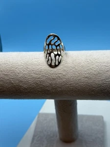 Sterling Silber 925 Modernist Filigran Schnörkel Durchbrochen Vintage Ring 10 - Bild 1 von 7