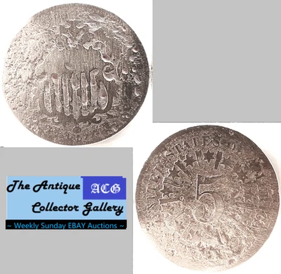 Antique⌛US Phil Mint Shield Nickel 5 Cent🪙1867 Rays🪙1st US Nickel 5c🪙 - Image 1 of 4