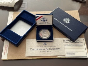 1987 S Constitution Proof Commemorative Silver Dollar With Box & COA.  OGP - Picture 1 of 11