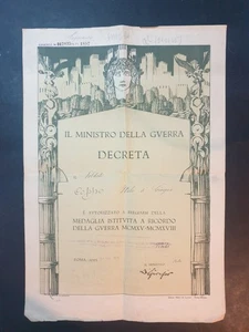 Attestato al Soldato Coppo Medaglia ricordo Guerra 15/18 Roma 1924 (VR748) - Picture 1 of 3