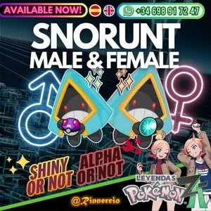 Snorunt Male & Snorunt Female Shiny and Alfa or not for Pokemon ZA Legends - Picture 1 of 8
