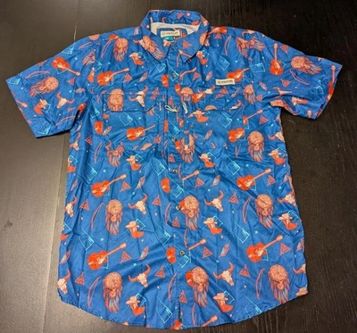 Magellan Men's M Shirt Dazzling Blue Dreamcatcher Button Short Sleeve Fish Gear - Image 1 of 4