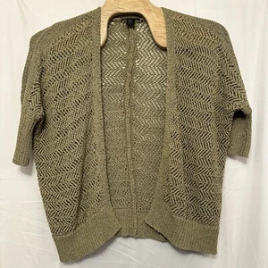 Tahari Women Size XS Green Open Knit Cardigan Boho Beach Minimal Bat Sleeve - Picture 1 of 6