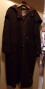 Genuine DRIZA-BONE Dark Brown Oilskin Long Riding Coat or Duster - Size L - Picture 1 of 5