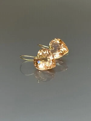 Adorabile Stile Cuore Champang Morganite 925 Argento Pendente Orecchino Per Da - Immagine 1 di 4