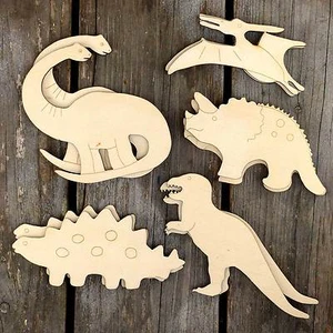 10x Wooden Dinosaur Mix Set Comic Style Craft Shapes 3mm Plywood - Picture 1 of 1