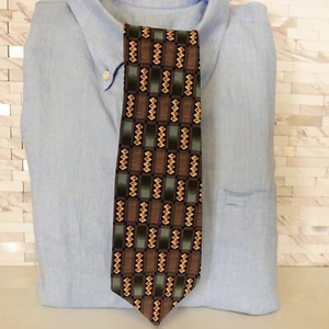 Geo Art Deco Tie Men Blue Silk Woven COCKTAIL COLLECTION Wine Necktie STONEHENGE - Picture 1 of 8