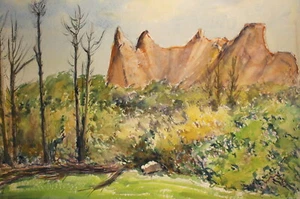 ANTIKES IMPRESSIONISTISCHES AQUARELL GEMÄLDE WALDLANDSCHAFT - Bild 1 von 12