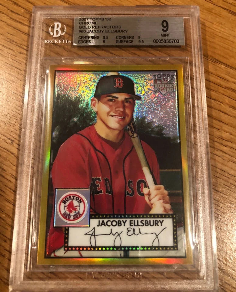 2007 Topps '52 Chrome Gold Refractors #TCRC60 Jacoby Ellsbury BGS 9.5 GEM MINT - Image 1 of 2