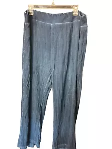 Reisepässe Damen XL blau Crinkle Gaze weites Bein Hose Taschen Gummibund - Bild 1 von 7