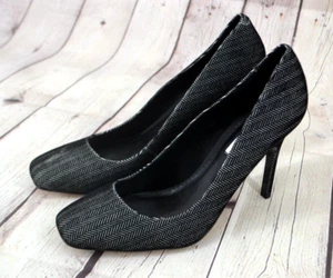 KARL LAGERFELD Women's Maki High Heel Pump SIZE 11 Black Silver Herringbone - Picture 1 of 8