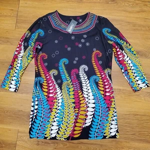 Neu mit Etikett Highness Dashiki Langarm Strick Tunika Minikleid/Top leicht weich 2X - Bild 1 von 11
