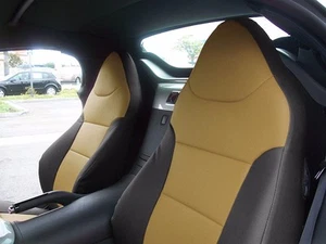 SATURN SKY 2007-2010 BLACK/BEIGE LEATHER-LIKE CUSTOM MADE FIT FRONT SEAT COVER - Bild 1 von 7