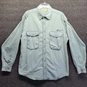 Vtg LL Bean Shirt Mens Sz L Blue Denim Button Down Long Sleeve Outdoor - Picture 1 of 9