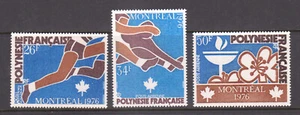 POLINESIA FRANCESE - 1976 GIOCHI OLIMPICI ESTIVI MONTREAL SCOTT#C134-C136 3V OTTIME CONDIZIONI NH - Foto 1 di 4