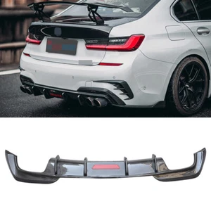 Fibra de carbono para BMW G20 G21 M Sport 2019+ difusor trasero parachoques labio con luz LED - Imagen 1 de 16