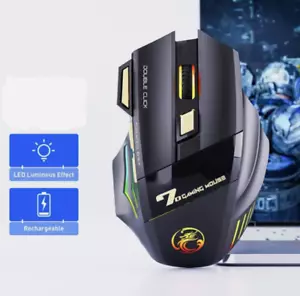 Wireless Gaming Mouse USB IMICE GW-X7 3200DPI Dual Mode Rechargeable 7 Keys 2.4G - Picture 1 of 5