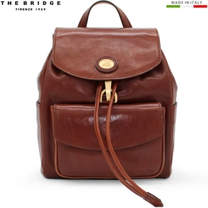 The Bridge STORY women's Tuscan brown leather retro style backpack Made in Italy - Picture 1 of 12