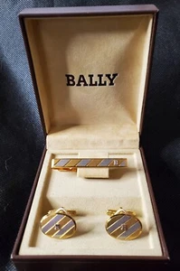Vintage Bally Germany Tieclip And Cufflinks In Original Box - Picture 1 of 7