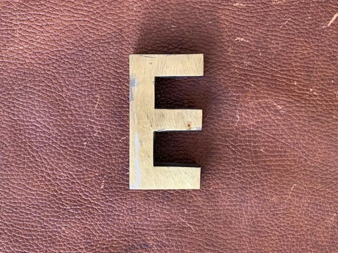 Letter E Vintage 1980's Metal Letters Made in Europe Initial Hand Made 3D Cover