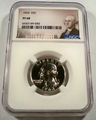 1963 25c NGC PF68 PROOF WASHINGTON QUARTER PF 68 - Image 1 of 3