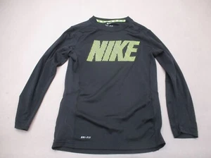 NIKE DRI-FIT Size S Boy Black Crew Neck Long Sleeve Compression Athletic Top 439 - Picture 1 of 7