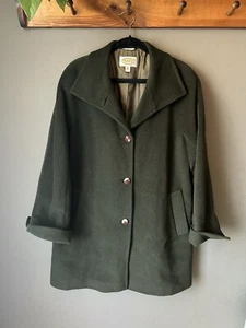 Vtg Talbots Forest Green Wool Angora Coat Barn Luxury Old Money Classy Sz18 - Picture 1 of 8