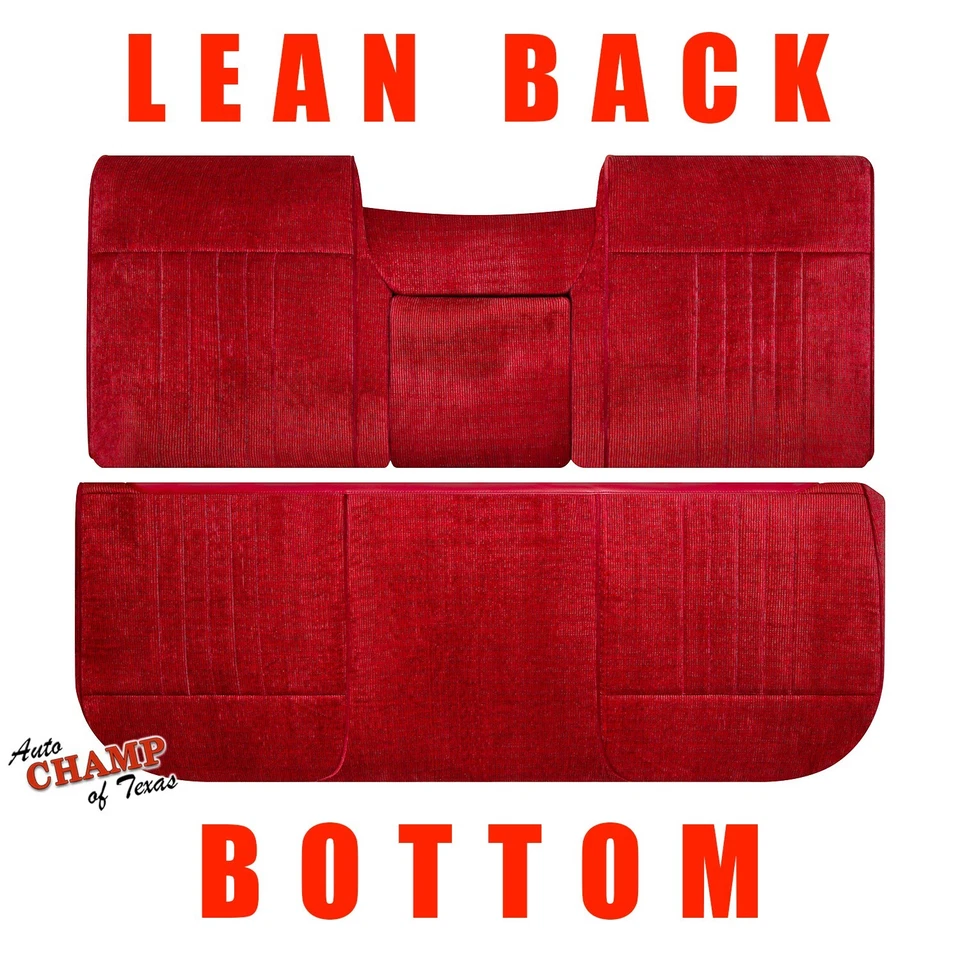 1988 1990 Ford F150 F250 F350 XLT -Bottom/Lean Back Bench Seat Cloth Covers Red - Image 1 of 4