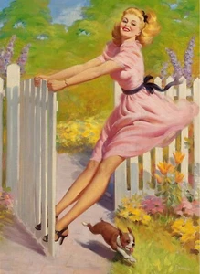 ART FRAHM Pin-Up Poster or Canvas Print "Playtime, calendar illustration, 1949" - Picture 1 of 1