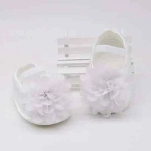 Baby Sneakers Toddler Girl Chiffon Flower Elastic Prewalkers Band Walking Shoes - Picture 1 of 6