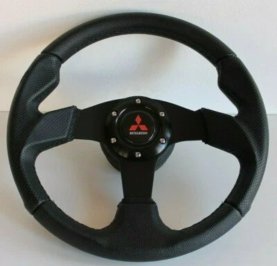 Steering Wheel fits For Mitsubishi Leather 3000GT Lancer Galant Pajero Eclipse L - Image 1 of 4