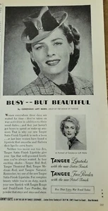 1944 Tangee lipstick cosmetics woman busy but beautiful vintage ad - Picture 1 of 1