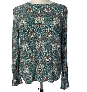 Morris & Co H&M geblümtes Blusentop Größe 6 grün feminin geraffte Ärmel Fairycore - Bild 1 von 9