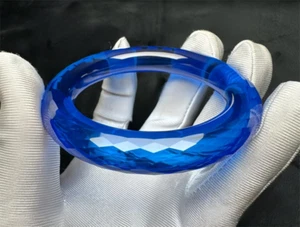 Top Quality Blue Color Sapphire Lab-Created Gemstone Cut Bangle Bracelets 1pcs - Picture 1 of 5