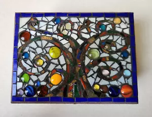 Joyero hecho a mano con joyas de mosaico organizador de baratijas gemas coloridas árbol regalo - Imagen 1 de 12