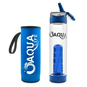 Aqua Life Fruit Infuser Water Bottle with Insulating Sleeve, BPA Free, Flip Top - Picture 1 of 12