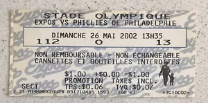 2002 May 26th Stade Olympique Phillies vs Expos Sec. 220 Row K Seat 1 - Picture 1 of 1