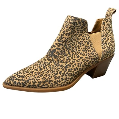Botín Dolce Vita Samy Guepardo Gamuza Cuero Punta Tacón Bloque Para Mujer 9M Foto 1 de 4