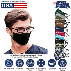 3D Face Mask Adults Reusable washable 100% Pure Cotton L-XL Unisex Made in USA - Picture 1 of 76