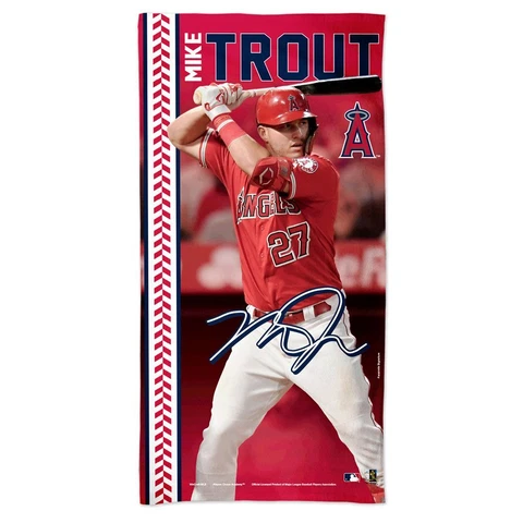 MIKE TROUT #27 LOS ANGELES ANGELS 30"X60" SPECTRA BEACH TOWEL NEW WINCRAFT Cover