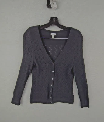 LL Bean Womens Sweater XSP Black Lambswool Angora Cashmere Blend Cardigan Cabin - Image 1 of 4