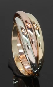 9 Carat Yellow, White & Rose Gold Russian Wedding Ring Size O 1.9mm (80.25.668) - Picture 1 of 3